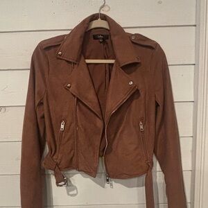 Lulu's Brown Faux Suede  Moto Jacket in size small